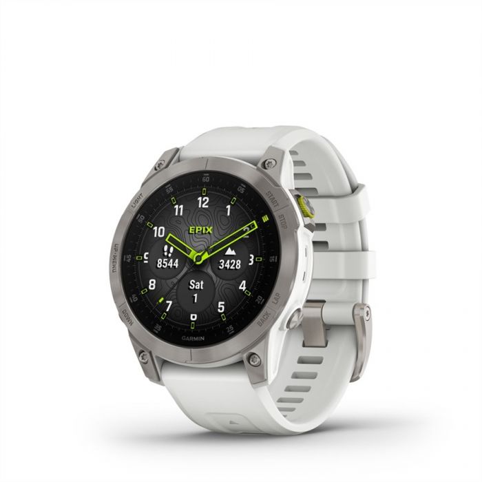 Garmin EPIX (GEN2) CARRERA FEHÉR TITÁNIUM, SZILIKON SZÍJJAL