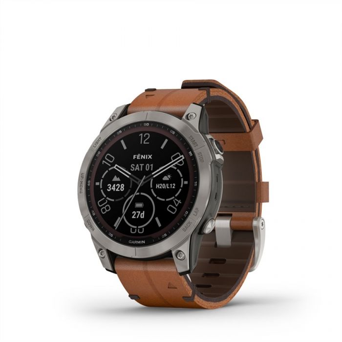 Garmin FENIX 7 (SD) SAPPHIRE TITÁNIUM GESZTENYABARNA BŐR SZÍJJAL (SOLAR)