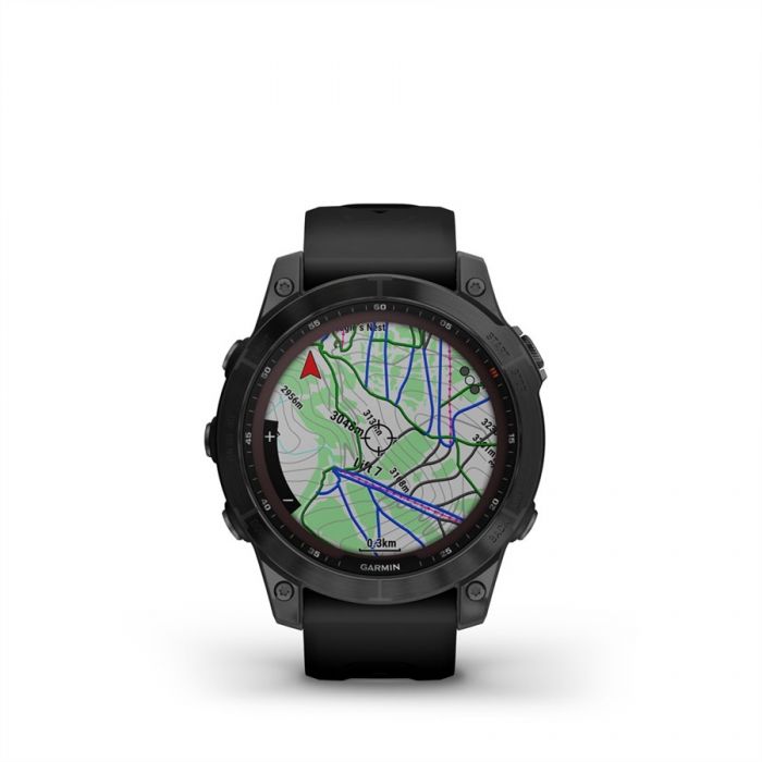 Garmin FENIX 7 SAPPHIRE FEKETE DLC TIT�NIUM, FEKETE SZILIKON SZ�JJAL (SOLAR)
