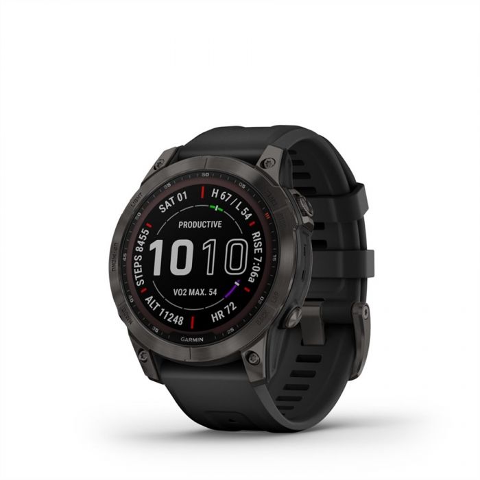 Garmin FENIX 7 SAPPHIRE SZ�RKE DLC TIT�NIUM, FEKETE SZILIKON SZ�JJAL (SOLAR)	