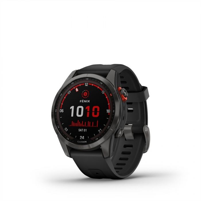 Garmin FENIX 7S SOLAR SZÜRKE, FEKETE SZILIKON SZÍJJAL