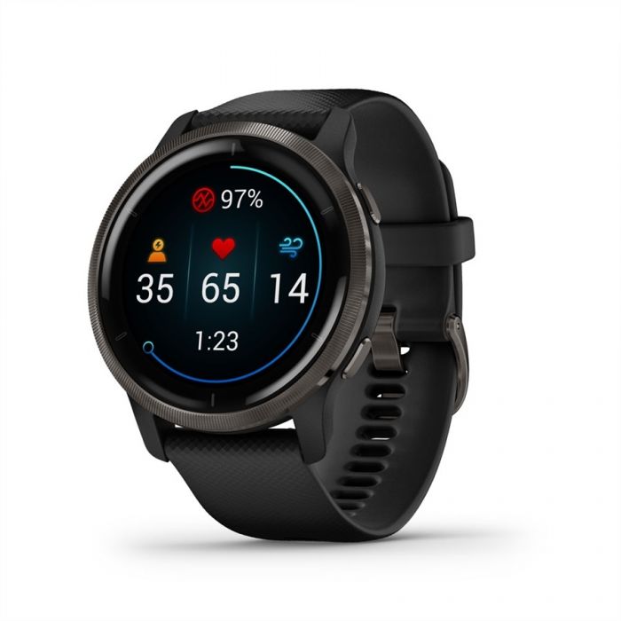 Garmin VENU 2 FEKETE, BŐR SZÍJJAL