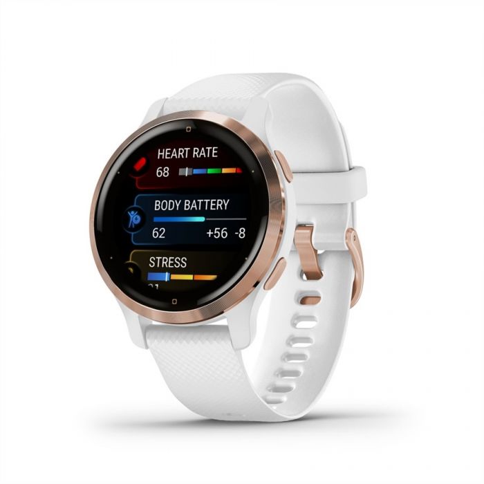 Garmin VENU 2S ROSE GOLD FEHÉR BŐR SZÍJJAL