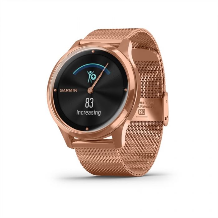 Garmin V�VOMOVE LUXE ROSE GOLD-FEKETE MIL�N�I T�PUS� F�M 18K ROSE GOLD SZ�JJAL