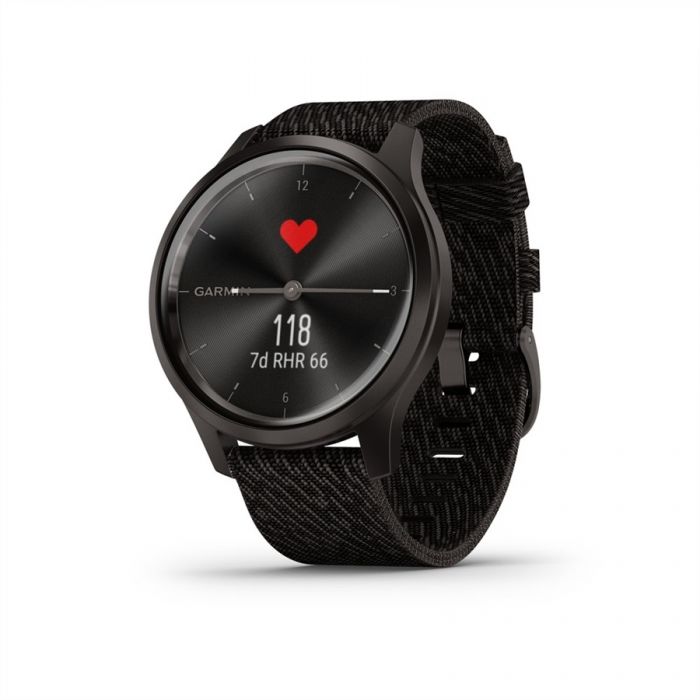 Garmin VÍVOMOVE STYLE FEKETE BORS FEKETE NYLON SZÍJJAL, SZÜRKE CSATTAL